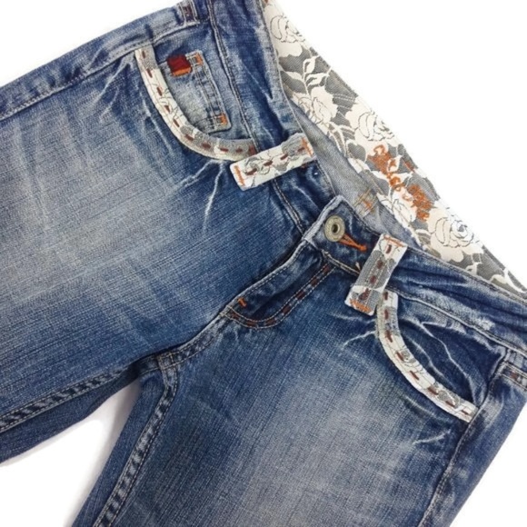 Miss Me Denim - Miss Me Flare Boho Lace Festival Distress Jeans 27